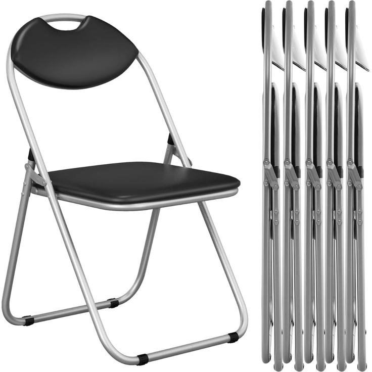 6er Set Klappstühle mit Metallrahmen & Gepolsterten Sitzen & Rutschfesten Fußpolstern