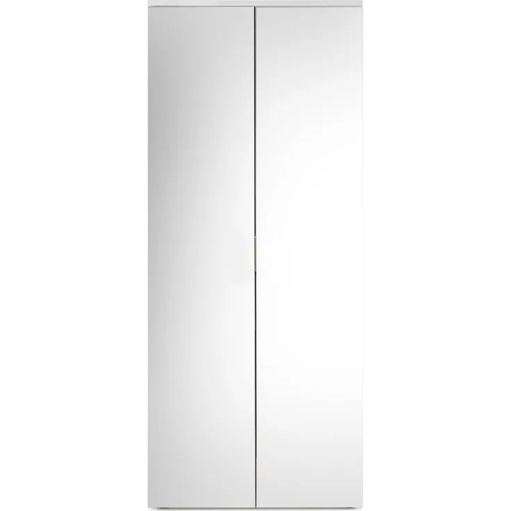 Schuhschrank Lari / Lincoln, Glas, Holzwerkstoff, Weiß, Verspiegelt, 80 x 190 x 35 cm