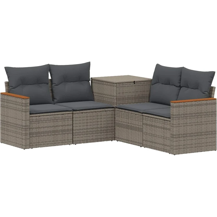 vidaXL Sofa Set 5 stk. Grau und Dunkelgrau Polyrattan und Stahl 3447936 – Bild 2