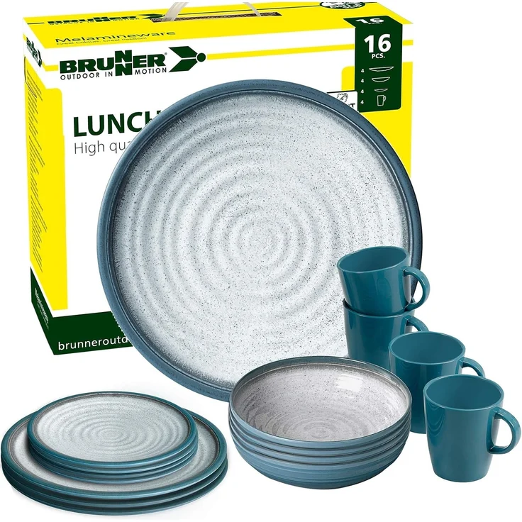 BRUNNER Geschirr-Set BRUNNER Campinggeschirr Set TUSCANY (8, 12, 16, 36-Teile) Rutschfest (16-tlg) – Bild 1