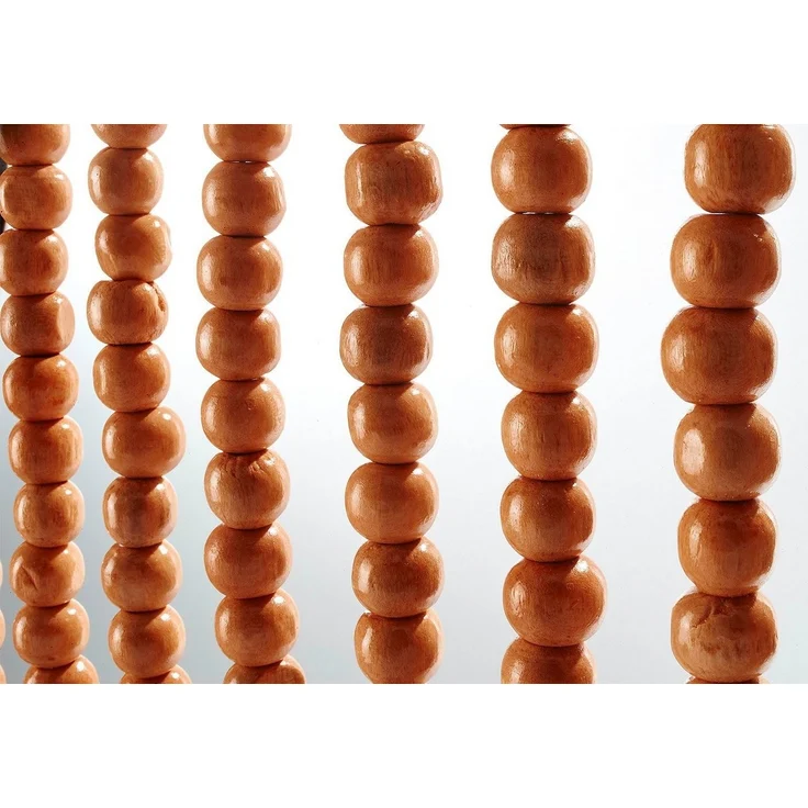 Kobolo Türvorhang Perlenvorhang CHOCO Holzperlen braun 50 Stränge (1 St), Ösen, halbtransparent – Bild 2