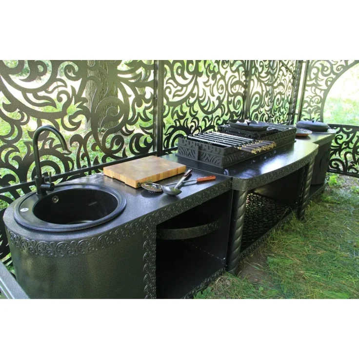 Außenküche – Luxus-Gartenpavillon Zeus in Schwarz – Bild 6