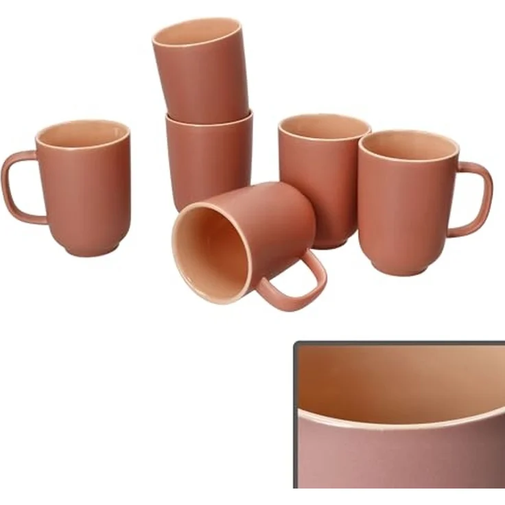 Ritzenhoff & Breker Becher Ritzenhoff 6x Jasper Kaffeebecher 250ml H10,4cm Puder Tee-Tassen, Steingut – Bild 2