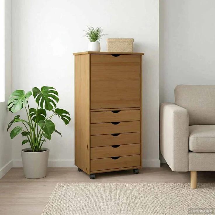 vidaXL Rollschrank MOSS 53 x 39 x 103 cm Massivholz Kiefer Honigbraun 42028368 – Bild 1
