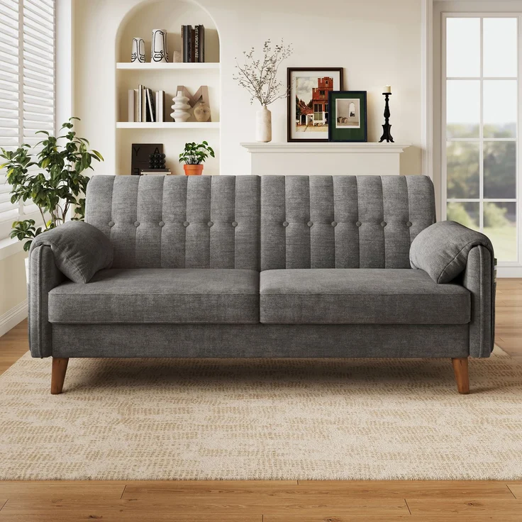 2-Sitzer Sofa 161,5 x 79 x 83,5 cm aus Chenille mit Massivholzbeinen – Bild 2
