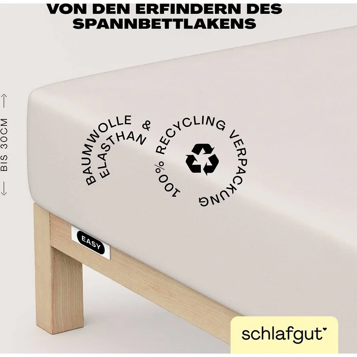 Schlafgut 'Easy' Spannbettlaken, MADE IN GREEN by OEKO-TEX®, Gummizug: rundum, Jersey Elasthan, Sand Light, XL 180x200cm - 200x220cm – Bild 3