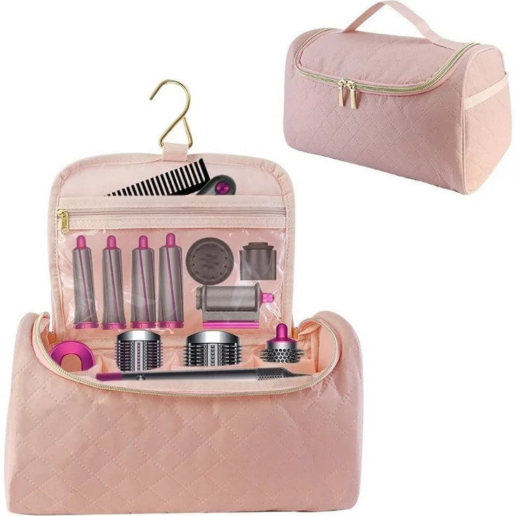 MOPUEA Aufbewahrungstasche Aufbewahrungstasche Für Haartrockner Lockenstab Mit Fächern Reise (Aufbewahrungstasche Für Haarstylinggeräte Mit Fächern, 1 Tasche Mit 4 Fächern, 2 Seitentaschen Und Aufhängehaken), Gepolstert, Platzsparend, Reisefreundlich, ...