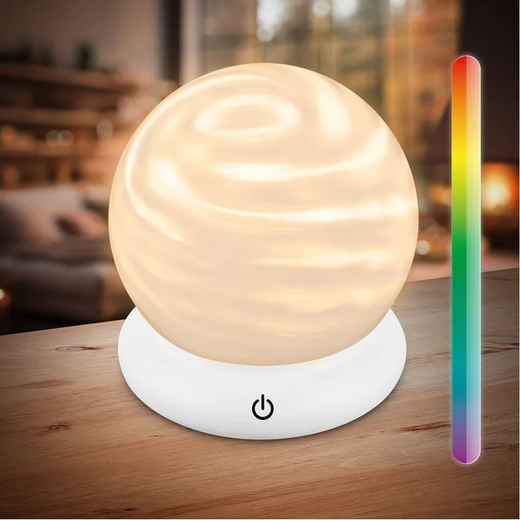 Briloner Leuchten Tischleuchte Tischlampe kabellos Akku USB-C RGB Lichteffekt, LED wechselbar, 2700K - Extra-Warmweiß, RGB - Farbwechsler, 15x16,5 cm, Akku tauschbar, Wohnzimmer, Flur, Schlafzimmer