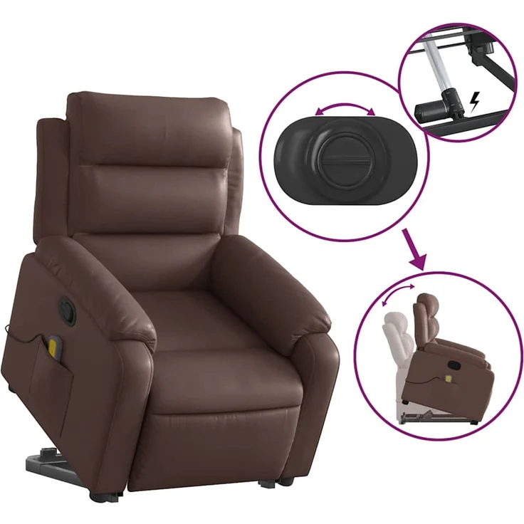 vidaXL Massagesessel mit Aufstehhilfe Braun Kunstleder 3205051 – Bild 6