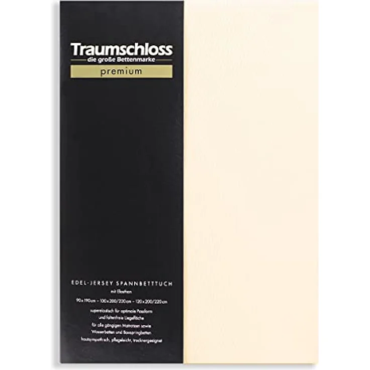 Traumschloss Premium Edel-Jersey Spannbettlaken creme 180-200x200-220 – Bild 2