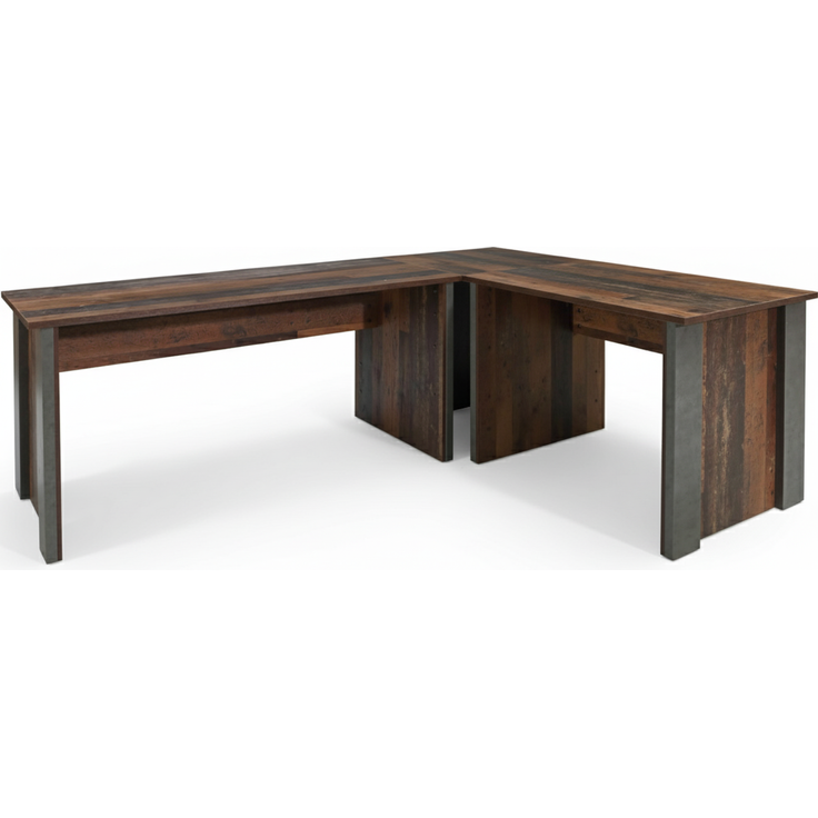 Forte Eckschreibtisch Arbeitstisch CLIF - Old Wood Vintage und Beton Optik 173x223x73,5 cm