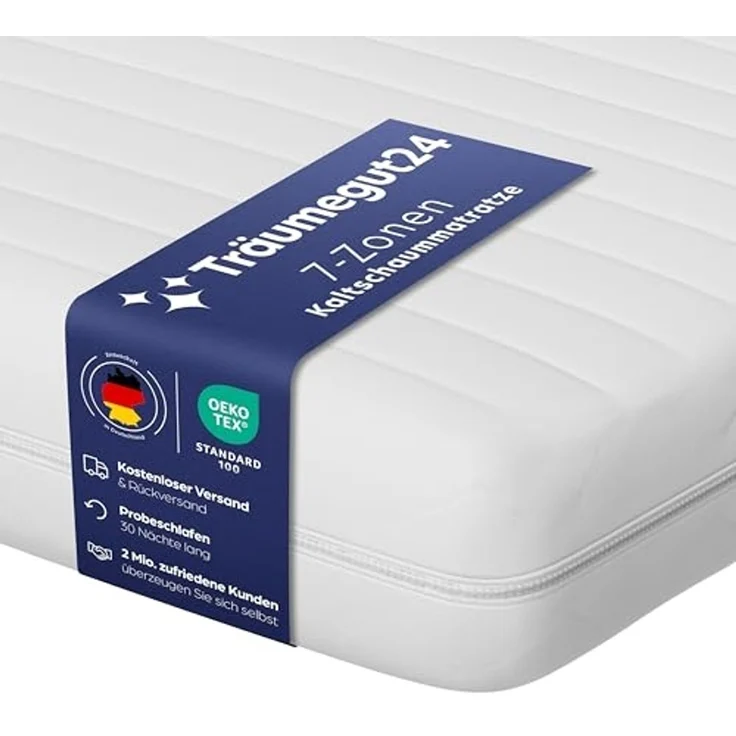Träumegut24 AquaFlex 7-Zonen Matratze 120x200 cm | H3&H4 | Ergonomische Kaltschaummatratze | Hypoallergen & Antibakteriell | Bezug abnehmbar & waschbar | Oeko-TEX® | (19cm, 120 x 200 cm) – Bild 1