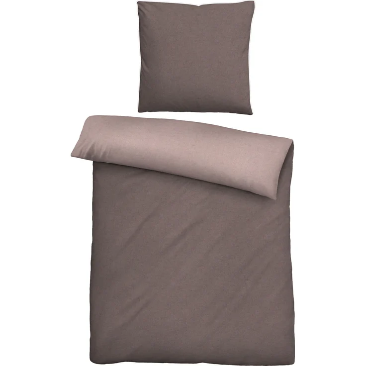 biberna Melange-Flanell Bettwäsche 0840500 MELANGE UNI, braun, 1x 135x200 cm + 1x 80x80 cm – Bild 1