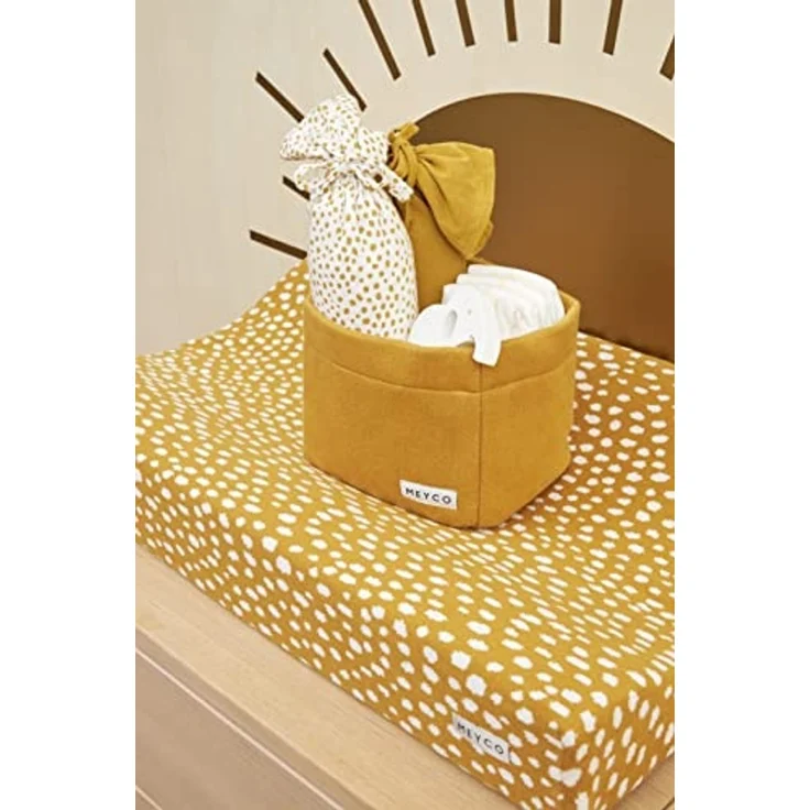 Meyco Baby Cheetah Wickelauflagenbezug (weich und hautfreundlich, aus 100% Baumwolle, waschbar, einfache Pflege, trocknergeeignet, Größe: 50x70 cm), Honig Gold – Bild 5