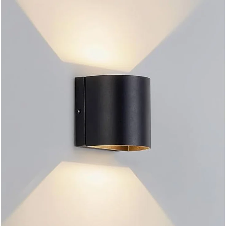 Lindby LED Wandleuchte außen Gladis, spritzwassergeschützt in Schwarz, 2-flammig aus Aluminium für Außenbereich, energiesparende Wandlampe – Bild 2