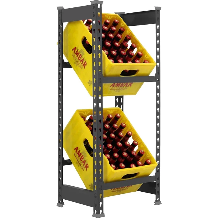 Simonrack Getränkekistenregal, 4 Kästen, Flaschenregal, Getränkekistenhalter, Kistenregal, Blau - Simonbottle – Bild 1