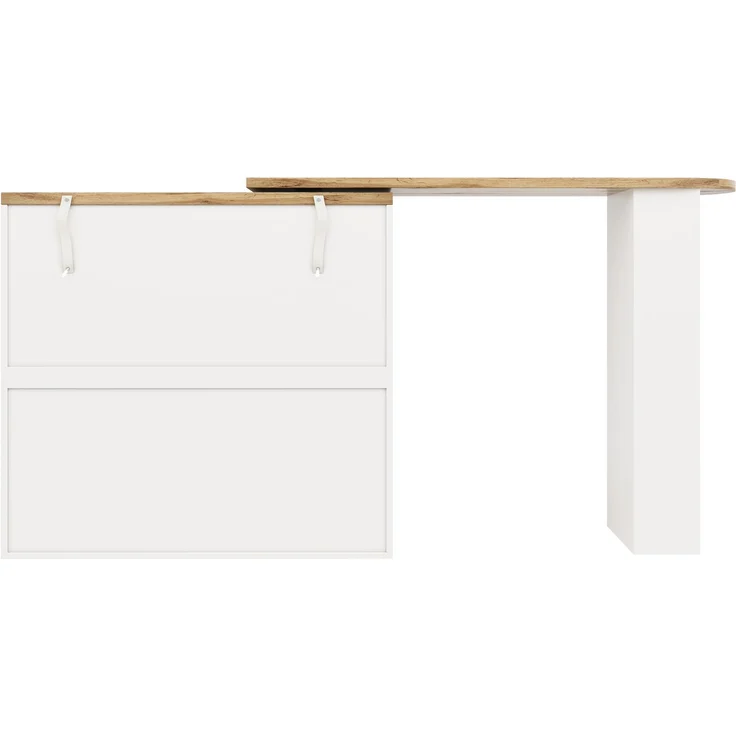 Modularer Schrank L-förmig 360° drehbar MDF Holzoptik Stauraum Schubladen Regale Weiß-Natur – Bild 8