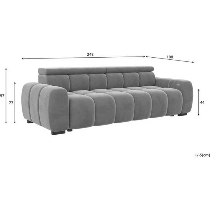 99rooms Alessio Bigsofa Velours TIFFANY Taupe mit Sitztiefenverstellung – Bild 4