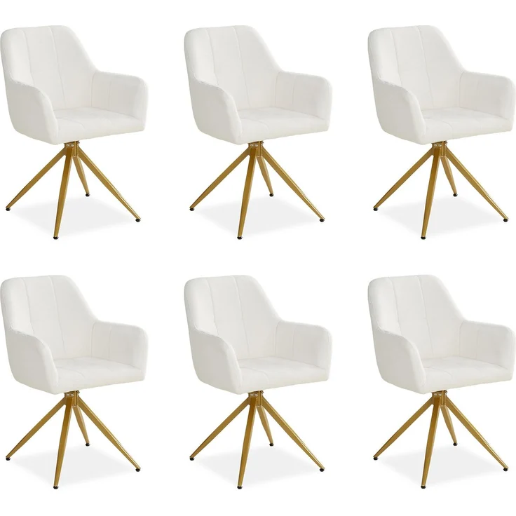 6 Stühle Esszimmer Küchenstühle Bouclé Beige Esszimmerstühle Drehbar Esszimmerstuhl mit Armlehne Dreh Sessel Modern Polsterstuhl – Bild 1