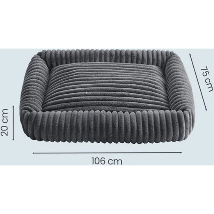 FEANDREA Hundebett, orthopädisches Hundekörbchen, Hundekissen waschbar, weiche Polsterung, 106 x 75 x 20 cm, grau – Bild 5
