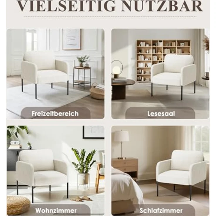 COLAMY Gepolsterter Ohrensessel 2er Set aus Samt – Moderner Lounge-Sessel mit weicher Rückenlehne, Komfortabler Sessel für Wohnzimmer, Schlafzimmer, Apartment & Leseecke, Beige – Bild 7