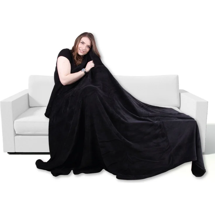 Kuscheldecke supersofte Tagesdecke vielseitig verwendbare Microfaser-Decke, flauschig und anschmiegsam in vielen verschiedenen modischen Farben erhältlich (schwarz - jetblack / 210x280 cm) – Bild 6