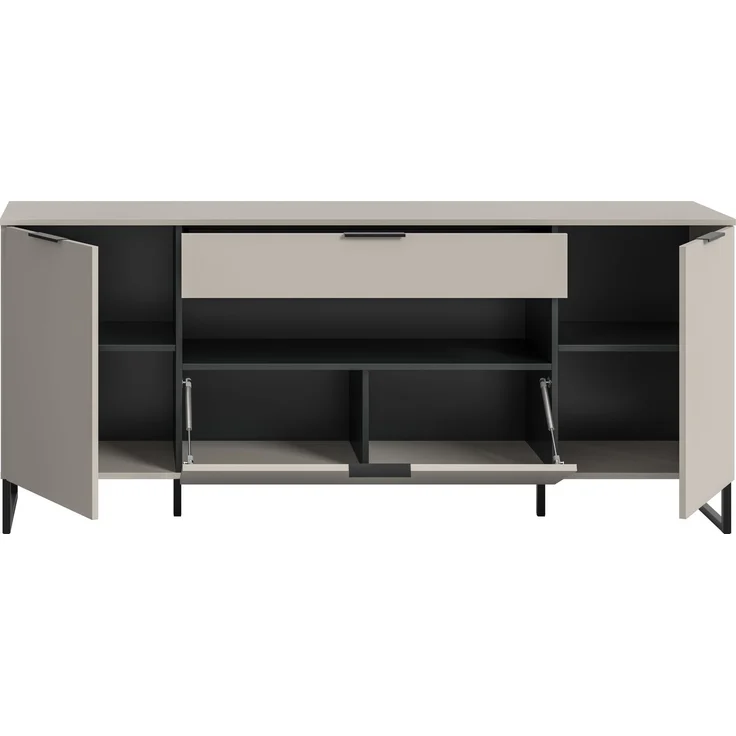 Sideboard B/H/T: 80x185x41 cm in Kaschmir Nachbildung und schwarz – Bild 3