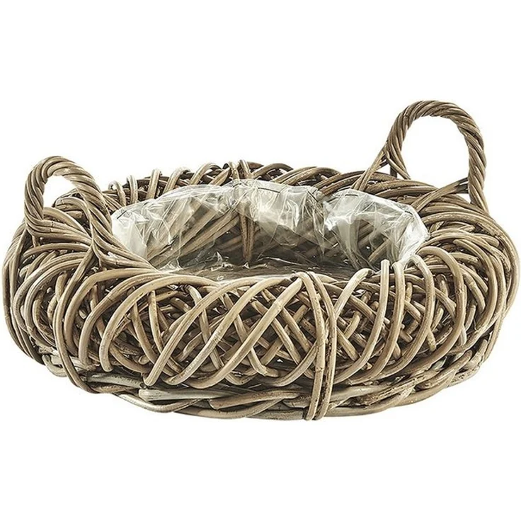 Kobolo Pflanzkübel Pflanzschale aus Rattan in Kubu grey mit Folie – Bild 4