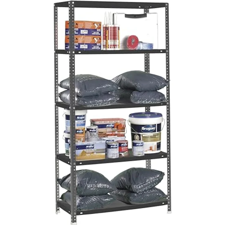 Simon Rack Metallregal, 5 verstellbare Regalböden, 100 kg Biegepunkt, 2000 x 1000 x 400 mm, mit Schrauben, Lagerregal, Anthrazit - Comfort – Bild 8