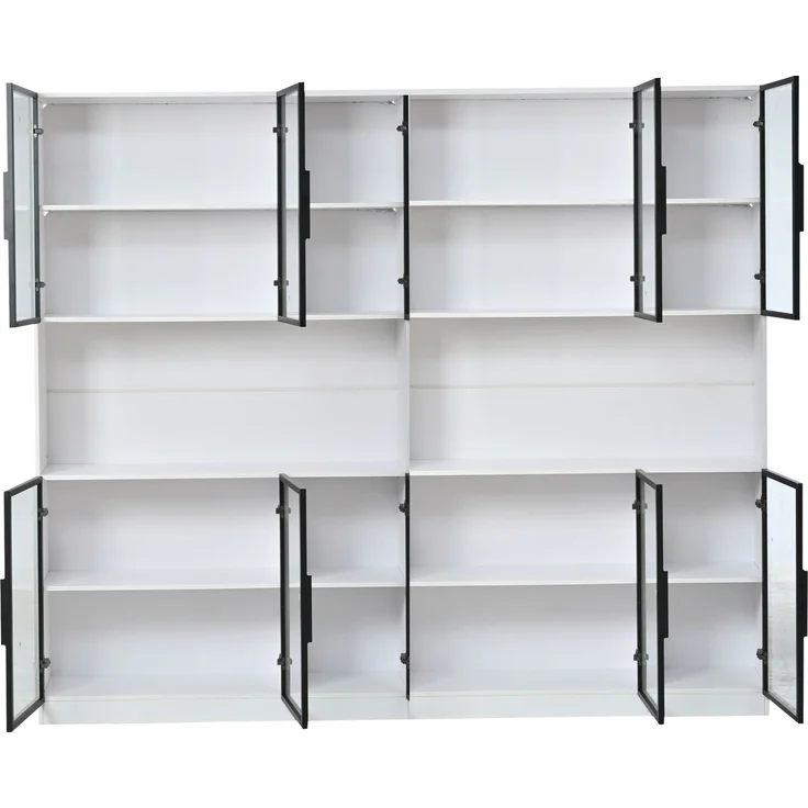 Vitrine 240x34x200 cm in Weiß mit Glastüren und App-gesteuerter LED-Beleuchtung – Bild 6