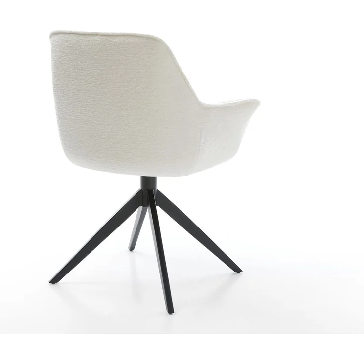 Drehstuhl Kaira-Flex Bouclé Soft Beige Kreuzgestell breit Schwarz 360° drehbar Wippfunktion – Bild 5