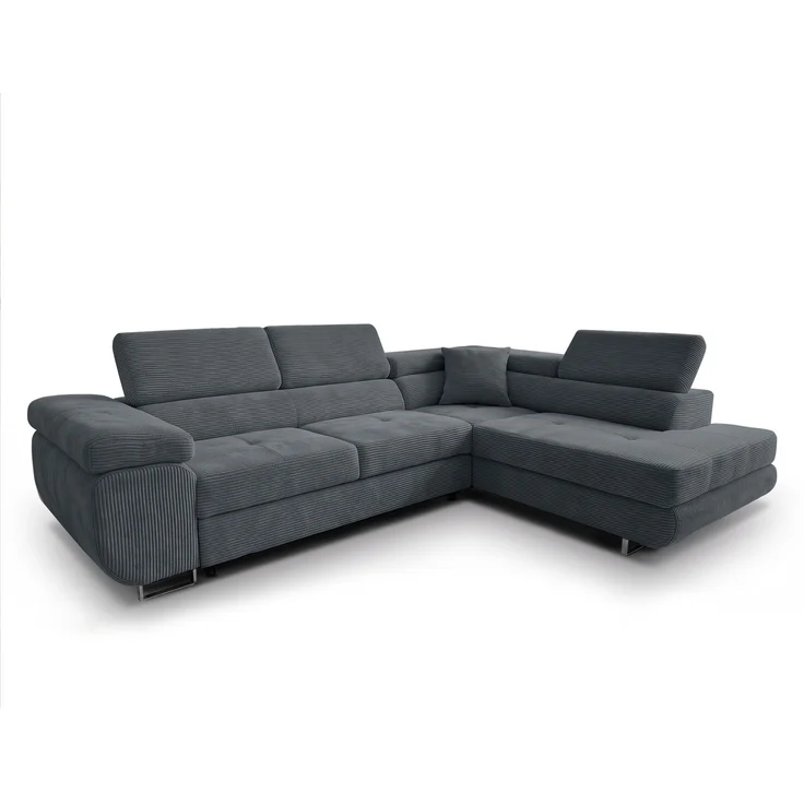 AX LIVING Konak Cord-Schlafsofa R Dunkelgrau 276 cm mit Bettkasten & Kopfstützen – Bild 7