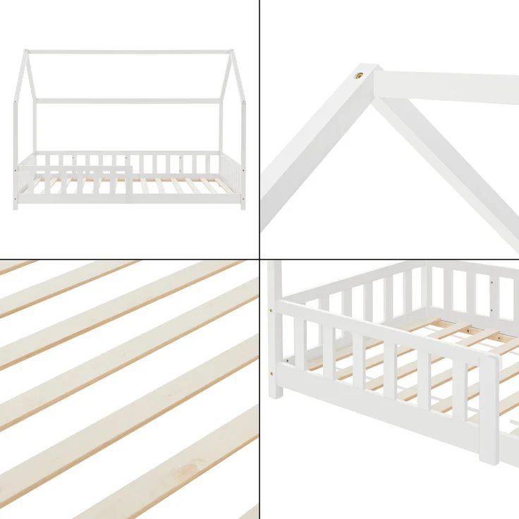 Hausbett Hesel, Kinderbett und Lattenrost, Weiß, 90x200 cm – Bild 6