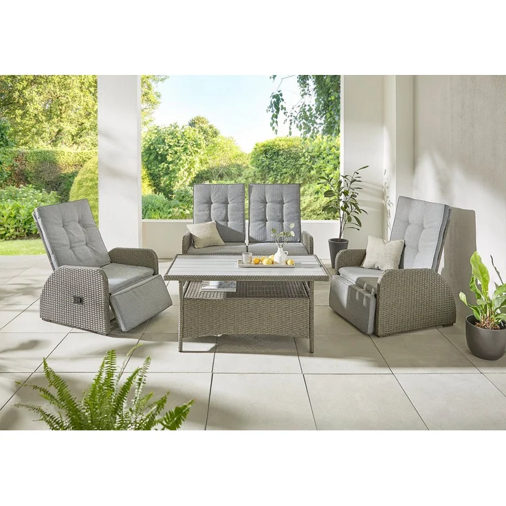 KONIFERA Gartenlounge-Set Vigo, (Set, 8-tlg, 2x Sessel, 1x 2er Sofa, 1x Tisch 120x60x60cm, inkl. Auflagen), Polyrattan, Aluminium, verstellbare Rückenlehne und Fußablage – Bild 5