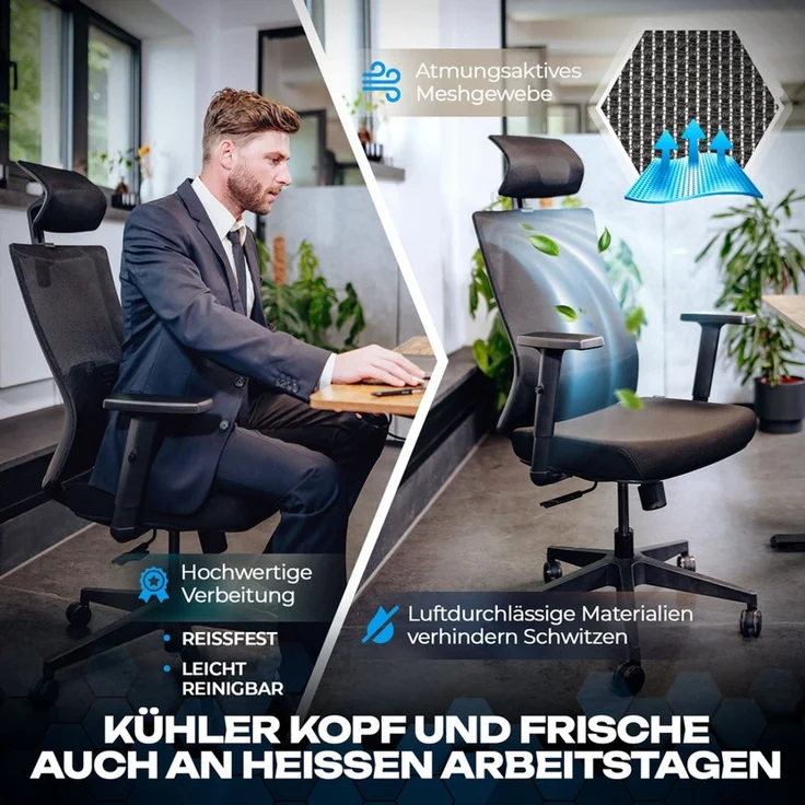 VALKENSTOL M3 KLASSIK Bürostuhl ergonomisch - 5 Jahre Garantie - Schreibtischstuhl mit Synchronmechanik - Armlehnen - extra bequem – Bild 8