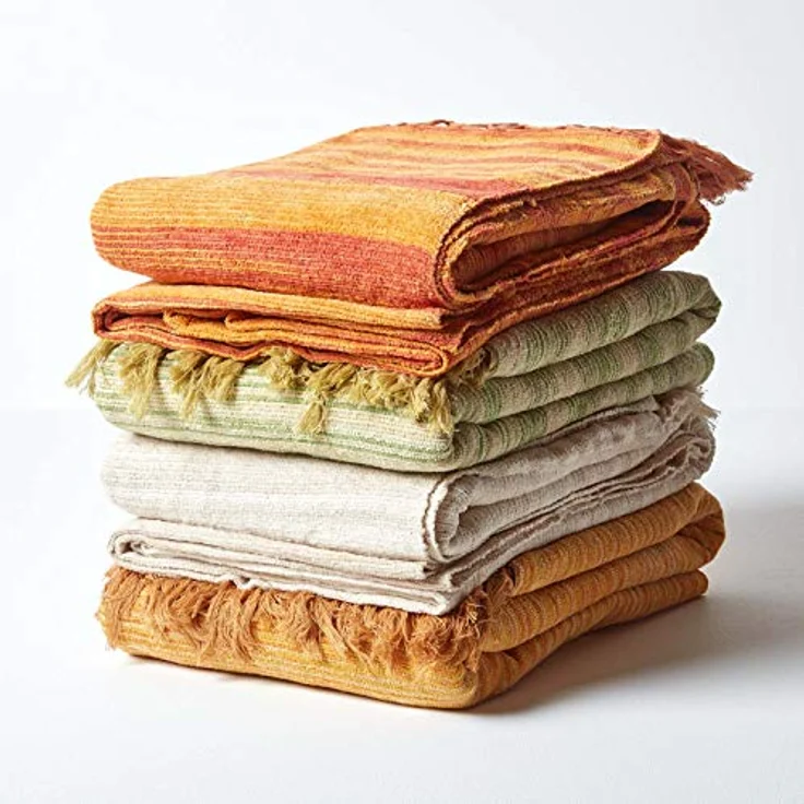 Plaid Gestreifter Chenille-Überwurf, 100% Baumwolle, beige, 150 x 200 cm, Homescapes – Bild 8