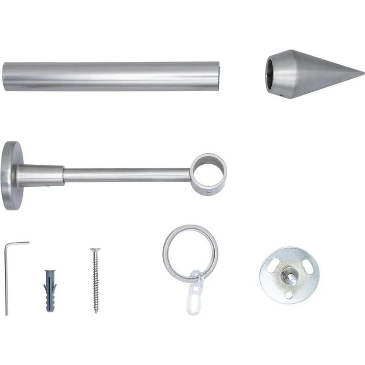 ondeco Gardinenstange Rundrohr Wandabstand 14cm Kegel, Ø 20 mm, 1-läufig-läufig, Wunschmaßlänge, Bohren, verschraubt – Bild 3