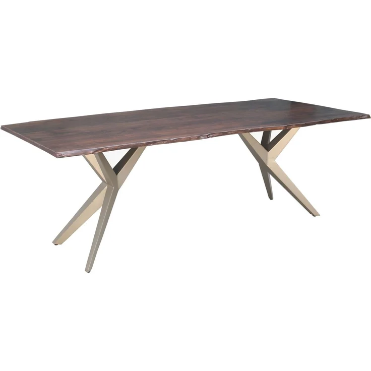 Baumtisch Akazie 180x90x76 braun lackiert Beine silber matt FREEFORM 4 #32 – Bild 1
