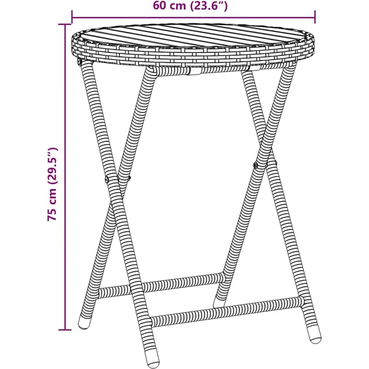 vidaXL Garten Bistro Set 3 pcs Schwarz Poly-Rattan 3334967 – Bild 10