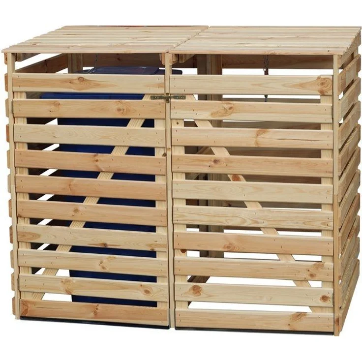 promadino Mülltonnenbox Vario V, für 2 x 240 l, holzfarben – Bild 4
