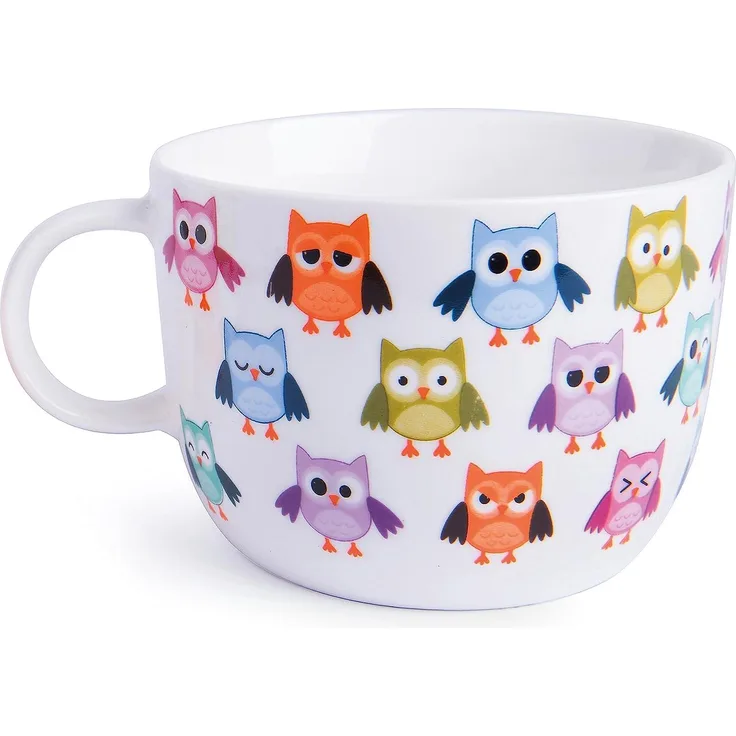 Excelsa Animals Tasse Jumbo, 450 ml, Porzellan, Weiß Uhu 1 STK Mehrfarbig