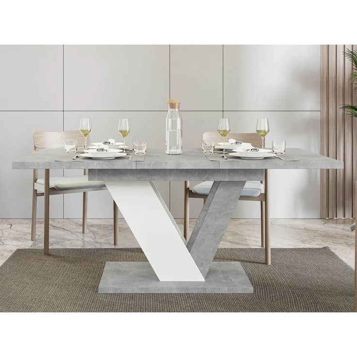 Mirjan24 'Ditenti' ausziehbarer Esstisch, Holz, 76x80 x (120 - 160) cm, Schwarz hochglanz / Marmor-Optik – Bild 3