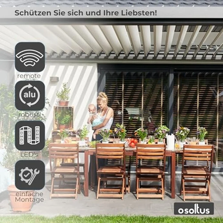 Osoltus E Bioclimatic Lamellen Pergola, elektrisch, Aluminium anthrazit, 4x3 m – Bild 2