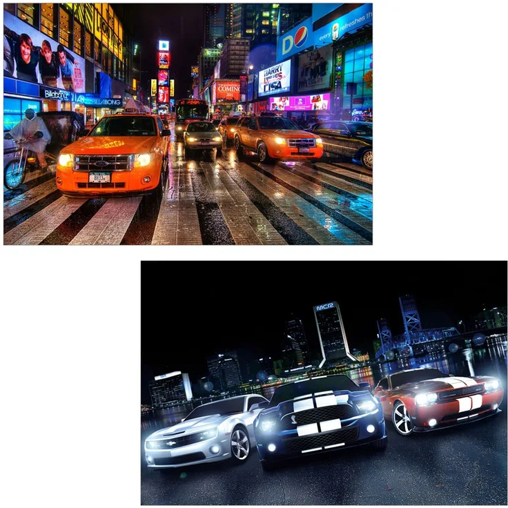 2er-Set LED-Bild Leinwandbild Leuchtbild Wandbild 40x60cm, Timer ~ Cars