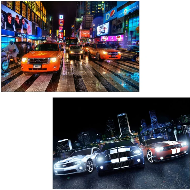2er-Set LED-Bild Leinwandbild Leuchtbild Wandbild 40x60cm, Timer ~ Cars – Bild 1