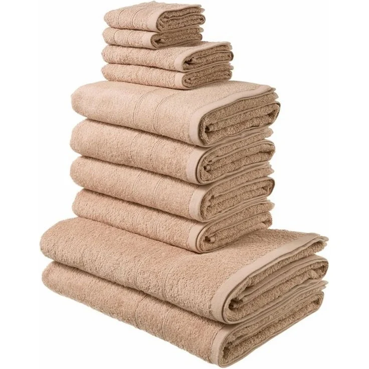 OTTO home Handtuch Set Inga, Duschtücher, Handtücher, Gästetücher, Seiftücher, Walkfrottee (10-St), Handtücher mit feiner Bordüre, 100% Baumwolle, einfarbig, weich – Bild 4