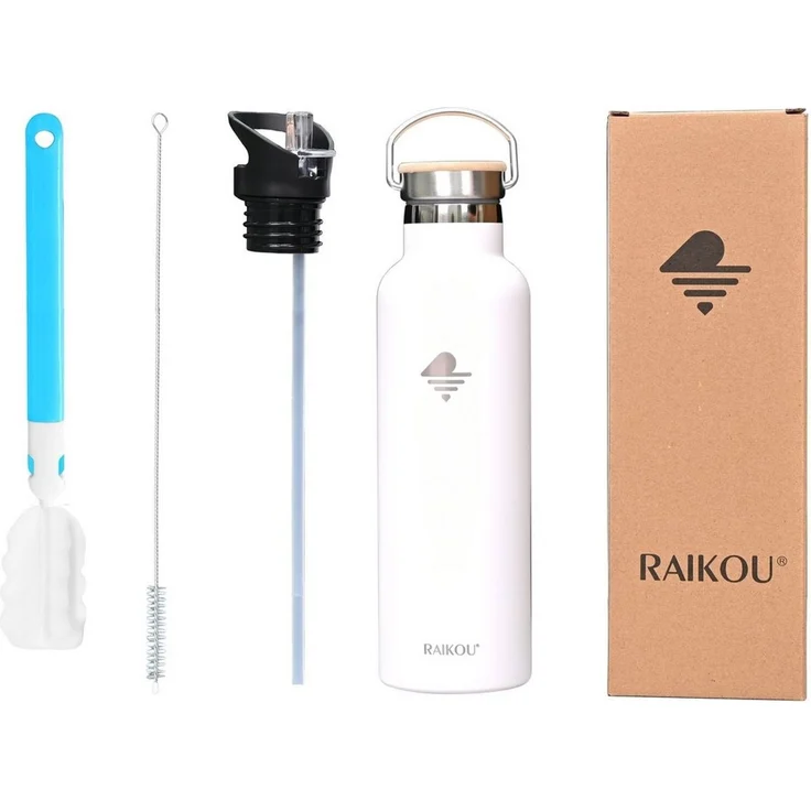 RAIKOU Isolierflasche Edelstahl Trinkflasche Vakuumisolierte Wasserflasche Thermoflasche, bis zu 12H heiß / 24H kalt,mit 2 Deckel,350ml/500ml/750ml/1000ml – Bild 5
