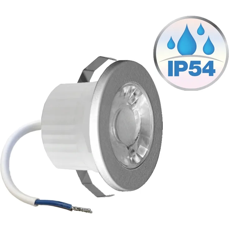 3w Mini LED Einbauleuchte Einbaustrahler Einbauspot Spot Silber 240 Lumen Schutzart IP54 Warmweiß