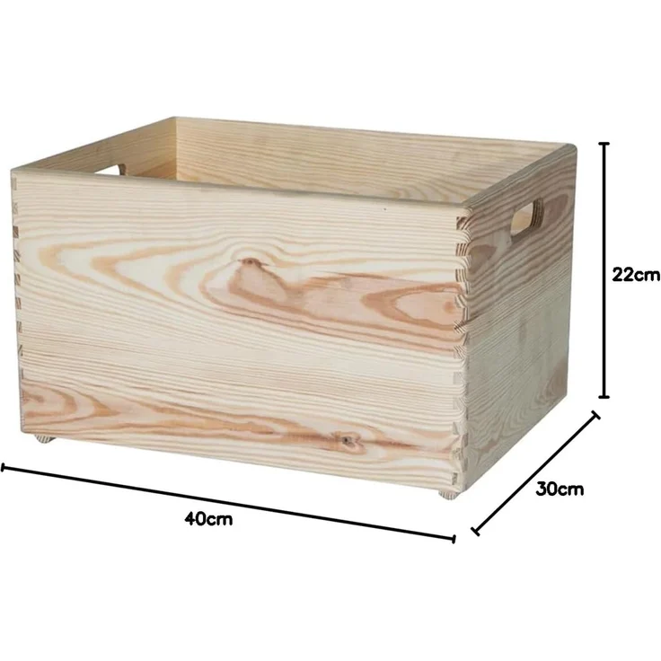 Allzweckkiste 40 x 30 x 22 cm – FSC® Kiefernholz, stapelbar & robust, mit Tragegriffen, langlebige Holzkiste für Haushalt, Hobby & Werkstatt – Bild 3