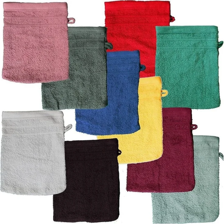 KH-Haushaltshandel Waschhandschuh Waschhandschuh Frottier, versch. Farben sortiert, 100%Baumwolle (Sparset, 20-tlg, 20-tlg), Aufhängekordel – Bild 1
